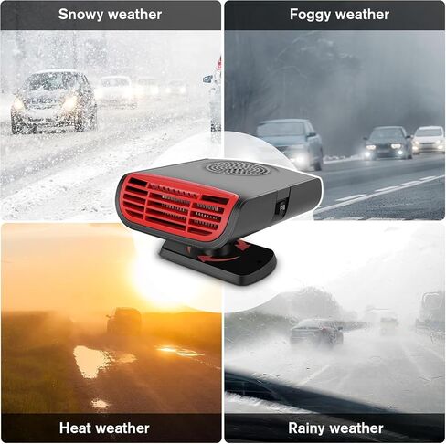 12V Dual-Mode Car Heater & Defogger, 150W Rapid Windshield Defroster & Cooler - Compact Design for Easy Cigarette Lighter Connection, Auto Defogger 360° Rotatable Heater Suitable for Cars in Saudi Arabia