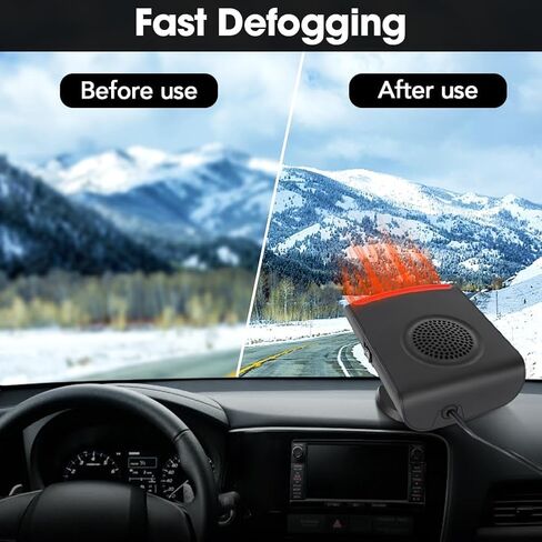 12V Dual-Mode Car Heater & Defogger, 150W Rapid Windshield Defroster & Cooler - Compact Design for Easy Cigarette Lighter Connection, Auto Defogger 360° Rotatable Heater Suitable for Cars in Saudi Arabia