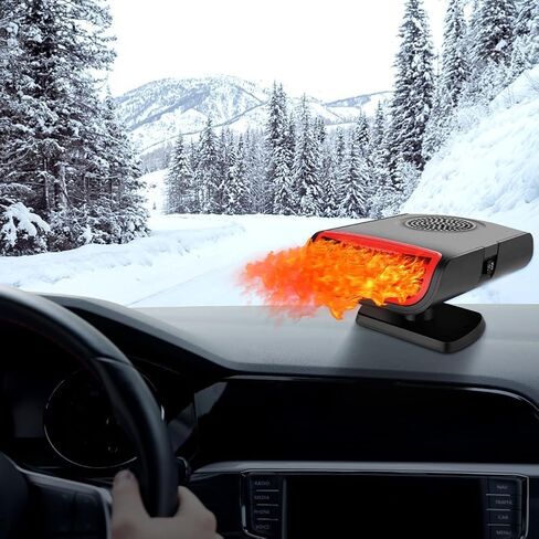 12V Dual-Mode Car Heater & Defogger, 150W Rapid Windshield Defroster & Cooler - Compact Design for Easy Cigarette Lighter Connection, Auto Defogger 360° Rotatable Heater Suitable for Cars in Saudi Arabia