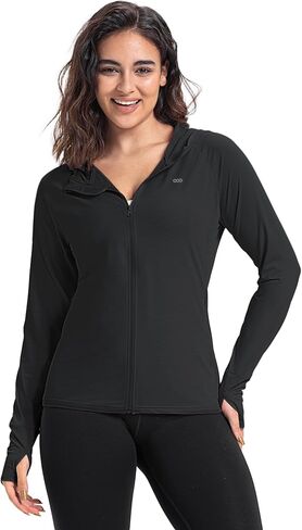 33,000ft Women's UPF 50+ Sun Protection Jacket UV Long Sleeve Hoodie Jacket Lightweight Zip up Sun Shirt for Hiking Running in Kuwait