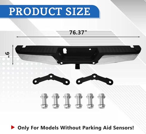 Rear Step Bumper Assembly Compatible with Ford F150 Pickup 2015-2020 Chrome Steel Rear Bumper With Max Tow Hitch Without Parking Sensor Holes Replacement for FO1103187 in Saudi Arabia