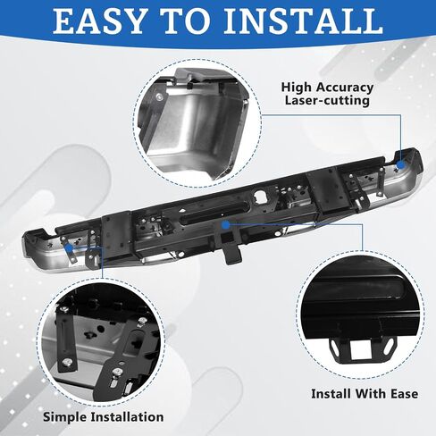 Rear Step Bumper Assembly Compatible with Ford F150 Pickup 2015-2020 Chrome Steel Rear Bumper With Max Tow Hitch Without Parking Sensor Holes Replacement for FO1103187 in Saudi Arabia
