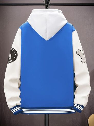 SHENHE Men's Letter Print Varsity Jacket Color Block Streetwear Bomer Baseball Jacket in Saudi Arabia