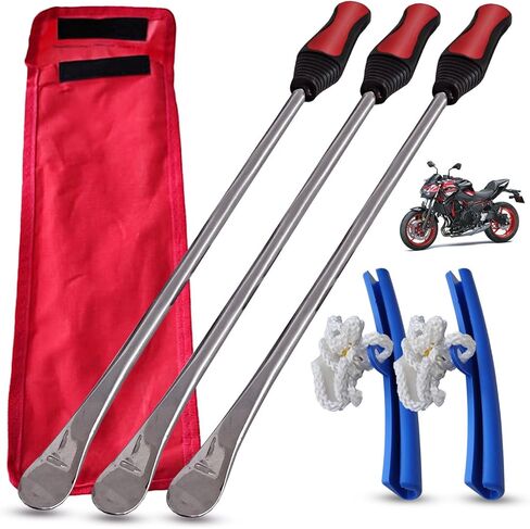 Tire Iron Spoons Changing Tire Lever Bar Set Tire Repair Tool Kit Rim Lifter Tire Changer Remove Tyre Heavy Duty Metal Steel for Motorcycle Bike Scooter Bicycle Mower and more (3PC 14.5 inch) in Kuwait