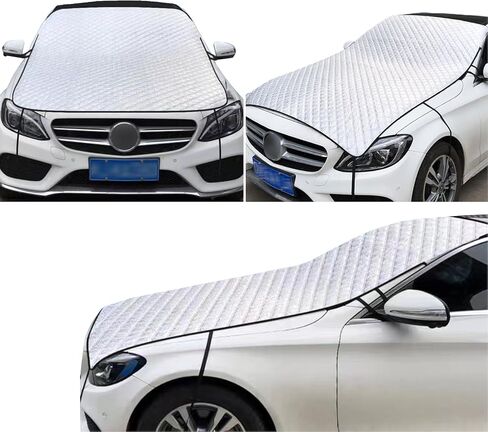 1 PC Car Cover Sunshade ، Windshield Hood All Season Protection Prockproof Rustproof Frostproof Portable Compling ، غطاء واقعي داخلي في الهواء الطلق ، Universal for Cars (Silver) in Kuwait