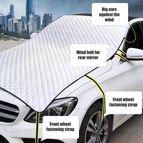 1 PC Car Cover Sunshade ، Windshield Hood All Season Protection Prockproof Rustproof Frostproof Portable Compling ، غطاء واقعي داخلي في الهواء الطلق ، Universal for Cars (Silver) in Kuwait
