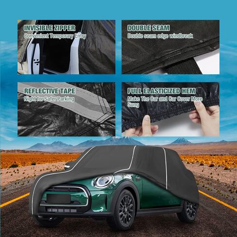 Waterproof Car Cover Compatible for Mini Cooper/Cooper S 2-Doors.2002-2024 All Weather 6 Layers Full Car Cover with Storage Bag in Saudi Arabia