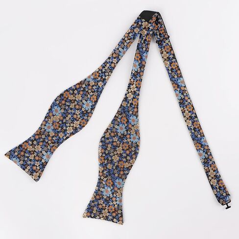Alizeal Mens Premium Floral Self-tied Bow Tie Classic Wedding Pocket Square Set in Kuwait