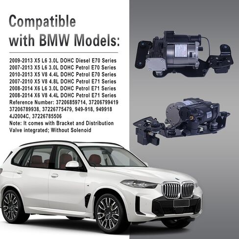 مضخة ضاغط تعليق هوائي 37206875177 مع دعامة وصمام توزيع مدمج متوافق مع BMW X5 F15 F85 2014-2018، BMW X6 F16 F86 2015-2019، استبدال # 37206850555,37206868998 in Kuwait
