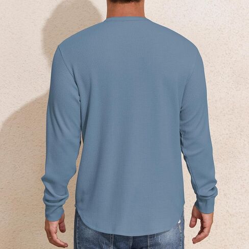 Prettyguide Men Long Sleeve Waffle Henley قمصان غير رسمية القمصان الحرارية in Kuwait