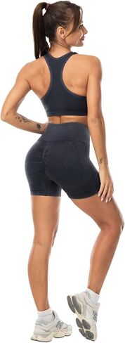 Workout Sets for Women 2 Piece - Seamless Yoga Outfits Shorts and Padded Sports Bra Gym Athletic Clothing Set in Saudi Arabia