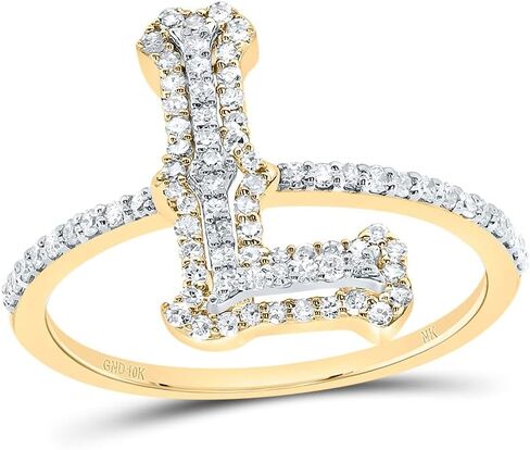 Jewels By Lux 10kt Yellow Gold Diamond Fashion Initial Ladies Wedding Engagement Anniversary Ring in Kuwait