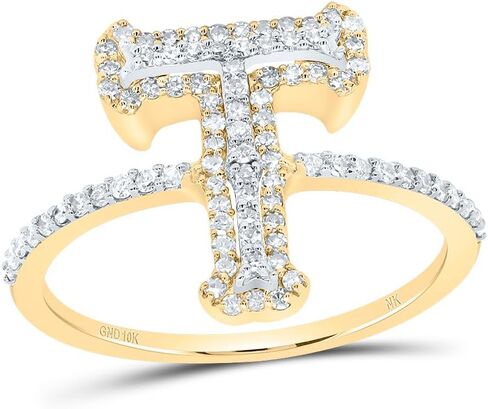 Jewels By Lux 10kt Yellow Gold Diamond Fashion Initial Ladies Wedding Engagement Anniversary Ring in Kuwait