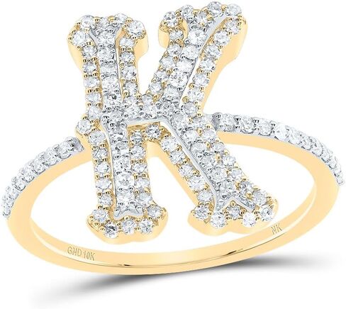 Jewels By Lux 10kt Yellow Gold Diamond Fashion Initial Ladies Wedding Engagement Anniversary Ring in Kuwait