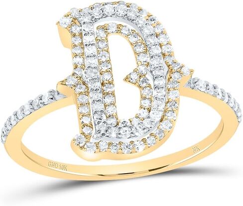 Jewels By Lux 10kt Yellow Gold Diamond Fashion Initial Ladies Wedding Engagement Anniversary Ring in Kuwait