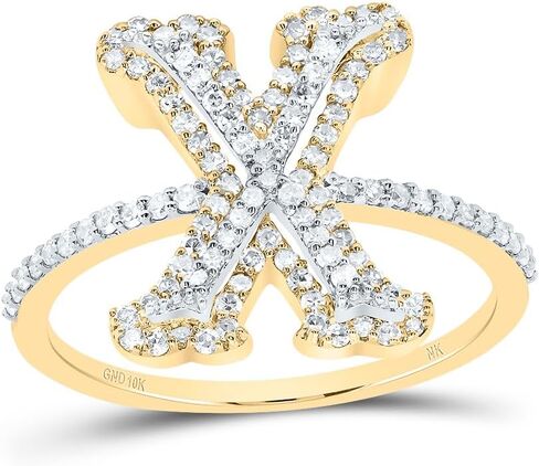 Jewels By Lux 10kt Yellow Gold Diamond Fashion Initial Ladies Wedding Engagement Anniversary Ring in Kuwait
