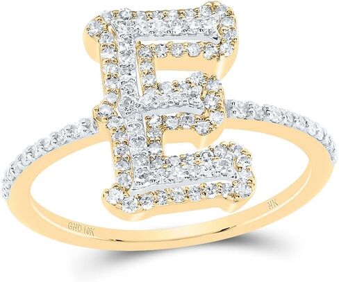 Jewels By Lux 10kt Yellow Gold Diamond Fashion Initial Ladies Wedding Engagement Anniversary Ring in Kuwait