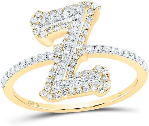 Jewels By Lux 10kt Yellow Gold Diamond Fashion Initial Ladies Wedding Engagement Anniversary Ring in Kuwait