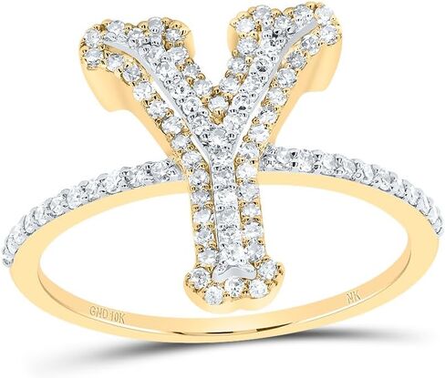 Jewels By Lux 10kt Yellow Gold Diamond Fashion Initial Ladies Wedding Engagement Anniversary Ring in Kuwait
