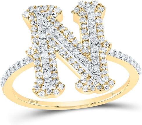 Jewels By Lux 10kt Yellow Gold Diamond Fashion Initial Ladies Wedding Engagement Anniversary Ring in Kuwait
