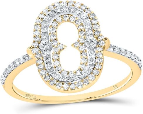 Jewels By Lux 10kt Yellow Gold Diamond Fashion Initial Ladies Wedding Engagement Anniversary Ring in Kuwait