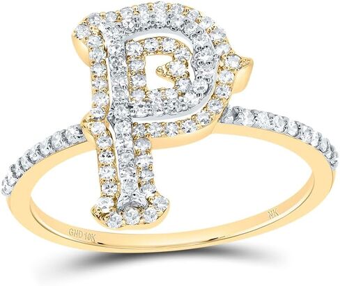 Jewels By Lux 10kt Yellow Gold Diamond Fashion Initial Ladies Wedding Engagement Anniversary Ring in Kuwait