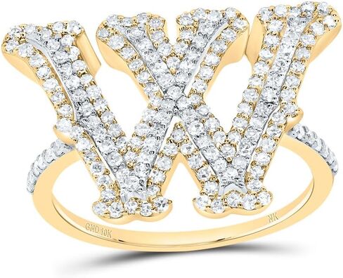 Jewels By Lux 10kt Yellow Gold Diamond Fashion Initial Ladies Wedding Engagement Anniversary Ring in Kuwait