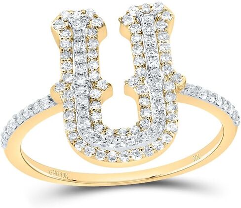 Jewels By Lux 10kt Yellow Gold Diamond Fashion Initial Ladies Wedding Engagement Anniversary Ring in Kuwait