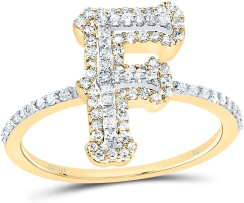 Jewels By Lux 10kt Yellow Gold Diamond Fashion Initial Ladies Wedding Engagement Anniversary Ring in Kuwait