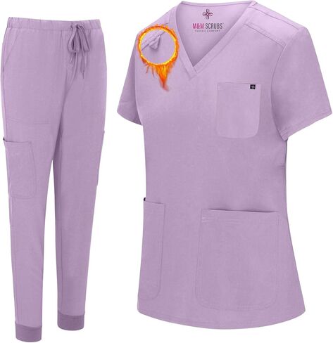 M&M SCRUBS Women's Essential Jogger Scrub Set Nursing Uniform 10 Pockets Stretch Scrub Top and Pant in Saudi Arabia