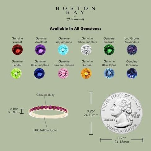 Boston Bay Diamonds 10K Gold Gold Wedding Gemstone Anniversary Band Ring - اختيار الحجر المولد ، وحجم الخاتم ، والذهب الأصفر أو الأبيض in Kuwait