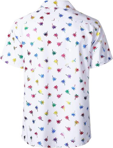 ZEROYAA Men Stylish Print Cuban Shirt Short Sleeve Button Down Relaxed Fit Shirts Beach Hawaiian Vacation Tops in Kuwait