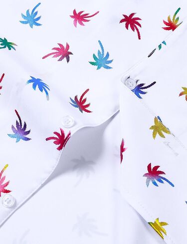 ZEROYAA Men Stylish Print Cuban Shirt Short Sleeve Button Down Relaxed Fit Shirts Beach Hawaiian Vacation Tops in Kuwait