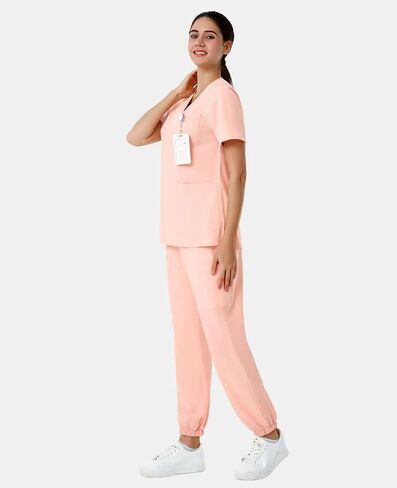 Scrubs for Women Set, V-Neck Scrubs Top & Jogger Pants Medical Scrubs Set with 8 Pockets, Yoga Waistband in Saudi Arabia