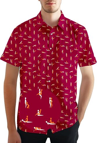 Funny Men's Hawaiian Shirts Retro 70s 80s Short Sleeve Button-Down Shirt Men Beach Shirts Neon Party Outfit in Kuwait