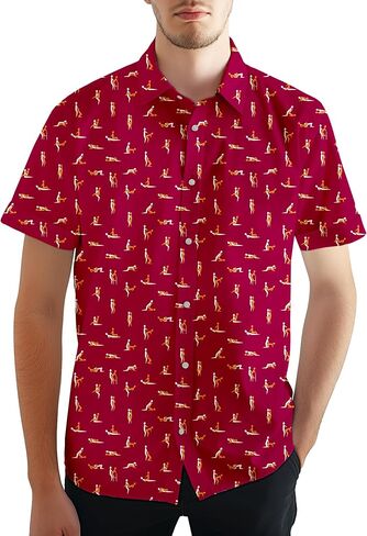 Funny Men's Hawaiian Shirts Retro 70s 80s Short Sleeve Button-Down Shirt Men Beach Shirts Neon Party Outfit in Kuwait