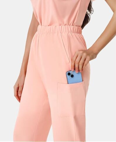 Scrubs for Women Set, V-Neck Scrubs Top & Jogger Pants Medical Scrubs Set with 8 Pockets, Yoga Waistband in Saudi Arabia