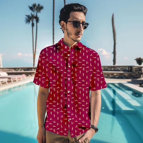 Funny Men's Hawaiian Shirts Retro 70s 80s Short Sleeve Button-Down Shirt Men Beach Shirts Neon Party Outfit in Kuwait