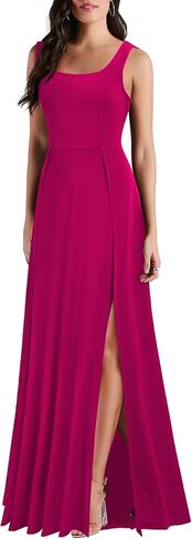 MUSHARE Women's Square Neck Sexy Split Cocktail Party Maxi Long Formal Dress in Kuwait