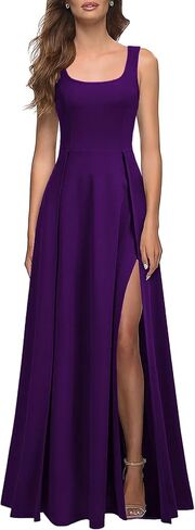 MUSHARE Women's Square Neck Sexy Split Cocktail Party Maxi Long Formal Dress in Kuwait
