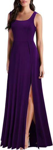 MUSHARE Women's Square Neck Sexy Split Cocktail Party Maxi Long Formal Dress in Kuwait