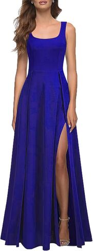 MUSHARE Women's Square Neck Sexy Split Cocktail Party Maxi Long Formal Dress in Kuwait