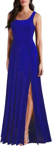 MUSHARE Women's Square Neck Sexy Split Cocktail Party Maxi Long Formal Dress in Kuwait