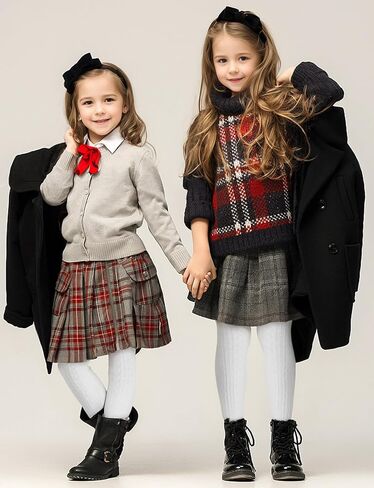 Baby Girls Tights Cable Knit Toddler Leggings Winter Solid Cotton Tights School Stockings 2 Pack 2T-12 Years in Kuwait
