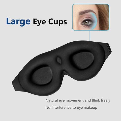 ALASKA BEAR Sleep Mask Memory Foam Contoured Eye Cups for Women and Men, Soft 3D Blackout Eye Mask for Sleeping No Pressure on Eyelids and Eyelashes Protection, Earplugs Set, Black in Saudi Arabia