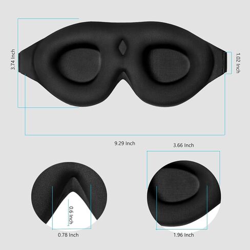 ALASKA BEAR Sleep Mask Memory Foam Contoured Eye Cups for Women and Men, Soft 3D Blackout Eye Mask for Sleeping No Pressure on Eyelids and Eyelashes Protection, Earplugs Set, Black in Saudi Arabia