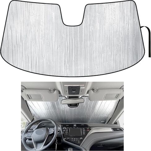 YelloPro Auto Custom Fit Car Front Windshield Reflective Sunshade Protector for 2018 2019 2020 2021 2022 2023 2024 Toyota Camry LE XLE Hybrid SE XSE Sedan Sun Shade Accessories, Made in USA in Kuwait