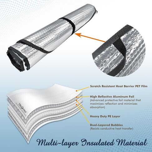 YelloPro Auto Custom Fit Car Front Windshield Reflective Sunshade Protector for 2018 2019 2020 2021 2022 2023 2024 Toyota Camry LE XLE Hybrid SE XSE Sedan Sun Shade Accessories, Made in USA in Kuwait