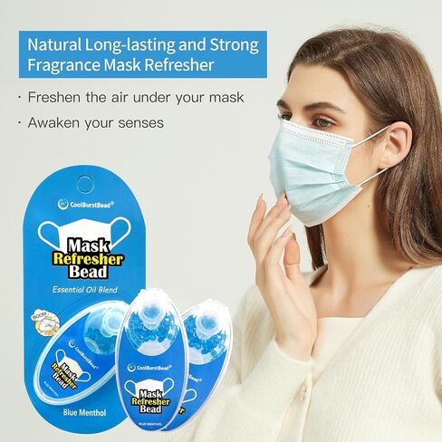 CoolBurstBead Face Mask Refresher, Long-Lasting & Strong Refreshing Fragrance, 2-Pack, with Natural Essential Oils from Herbs and Plants (100 beads/pack) in Saudi Arabia