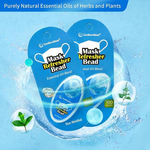 CoolBurstBead Face Mask Refresher, Long-Lasting & Strong Refreshing Fragrance, 2-Pack, with Natural Essential Oils from Herbs and Plants (100 beads/pack) in Saudi Arabia